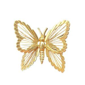 Vintage Monet Gold Tone Butterfly Pin Brooch